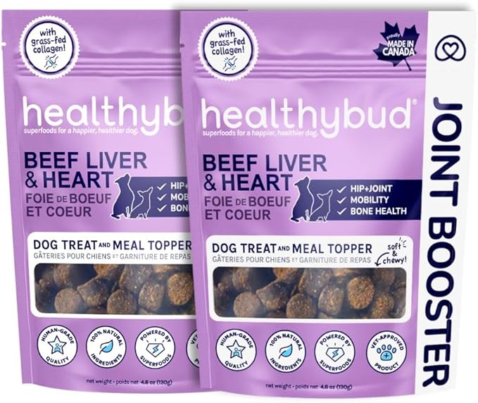 healthybud Hip and Joint Dog Chew - Glucosamine Soft Beef Liver Bites for Senior Dogs, Arthritis Support (4.6oz (2-Pack))