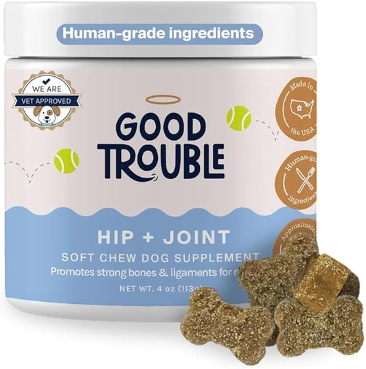 Good Trouble Pets Hip & Joint Supplement for Dogs - Bacon & Chicken Flavor, 30 Chews - Enhance Joint Health & Mobility for Your Canine Companion