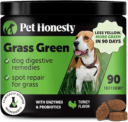 Grass Green Dog Chews - Urine Neutralizer for Lawn, Dog Pee Grass Helps Yard Stay Green Addressing Burn Spots with Probiotics & Enzymes (Turkey)
