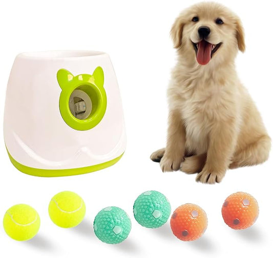 BESTHLS Automatic Dog Ball Launcher Interactive Tennis Ball Thrower Machine for Small Medium Dogs Fetching Distance 10-30ft (White2)