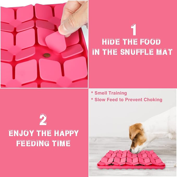 Snuffle Mat for Dogs,Premium Silicone Dog Food Mat 8“x13”Interactive Feed Game for Boredom,Encourages Natural Foraging Skills and Stress Relief for Medium Pets Smell Training Slow Feed Mat P
