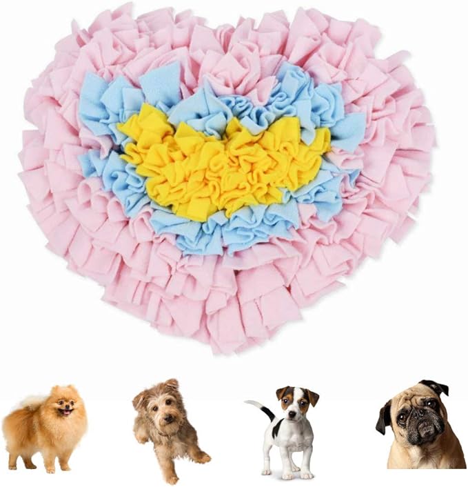 GoFika Small Dogs Slow Feeding Snuffle Foraging Mat Cloth for Puppies and Pets (14" x 11.8") Interactive Puzzle Feeder for Stimulation and Nosework (Pink)