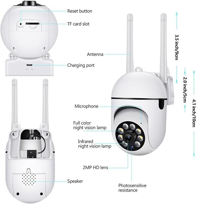 Security Cameras,2.4GHz & 5G WiFi Cameras Home Security,1080P Dome Surveillance Cameras 360° View,Waterproof Security Camera with Motion Detection,2-Way Audio (1PC) 178x102x69mm/7x4x2.7inch
