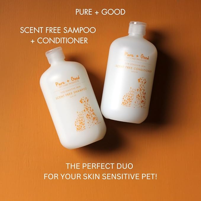 Scent Free Shampoo and Conditioner Set, Formulated for All Pets, Gentle and Cleansing, Made in The USA, Cruelty Free, 16 fl oz