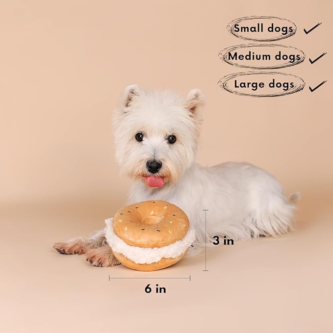 Dog Plush Squeaky Toy, Interactive Bagel Shape Puppy Snuffle Toys, Cute Dog Puzzle Enrichment Toy Treat Puzzle for Small and Medium Dogs