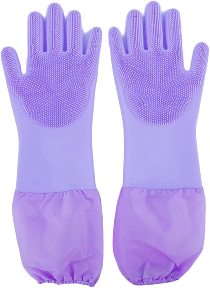 Dog Bathing Gloves - Long-Sleeved Silicone Gloves, High-Density Massage Column Design, Suitable for Bathing, Massaging and Combing Cats and Dogs at Home or in Pet Shops