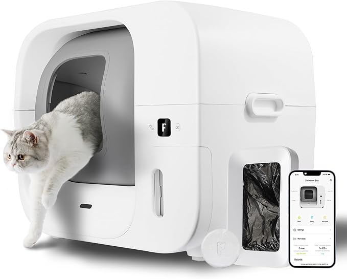 Furbulous True Odor-Free Self Cleaning and Packing Litter Box, Automatic Cat Litter Box with Self-Pack and Refill System, APP Control, Extra Large Space for 3.3-22 lbs Cats, Upgraded Version
