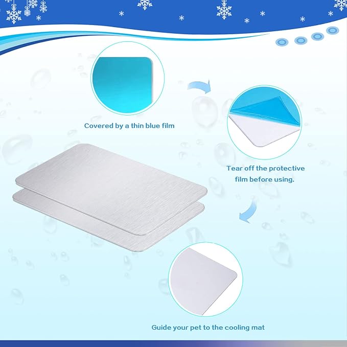 11.8x7.9 IN Pet Cooling Mat for Rabbit, Bunny, Hamster, Guinea Pig & Other Small Pets - Bite Resistance Ice Bed (2PCS)