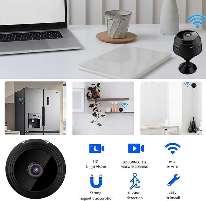 Hidden Cameras - Spy Cam - WiFi 1080P HD Camera with Motion Detection and Night Vision, Phone App Alerts for Indoor/Outdoor Wireless Surveillance, Baby,Car & Pet Monitoring Black (Exclude SD Card)
