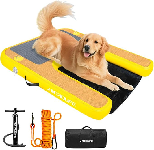 Inflatable Dog Boat Ramp Water Ramp for Pool, Float Floating Dog Ramps with Anti-Slip EVA for Lakes, Boats, Docks