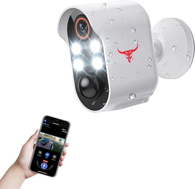 1080P Security Camera Wireless Outdoor with AI Human Detection, Live View, 2.4G WiFi, Home Security System, Instant Alerts, 2-Way Audio, Cloud Storage, Battery Powered (4 spotlights, 1 Pcs)