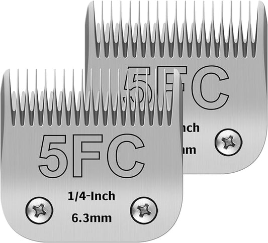 5FC Pet Dog Grooming Detachable Ceramic Blades,Compatible with Andis,Oster A5,Wahl KM10 Clippers,Cut Length 1/4"(6.3mm),2 PCS