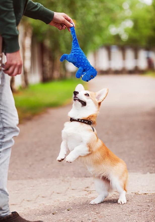 LWBMG Squeaky Dog Toys Stuffed Dog Toys Cute Dinosaur Plush Dog Toy with Crinkle Paper Durable Dog Chew Toys for Small, Middle and Large Dogs