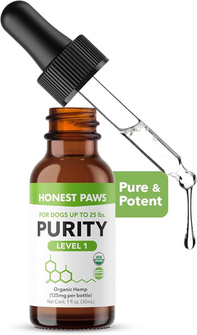 Honest Paws Hemp Oil for Dogs - Natural Hemp Seed Oil Calming Purity Drops for Dogs - Rich in Omega 3 6 9 to Promote Healthy Bones, Joint Support, Relaxation, Managing Normal Stress - Made in The USA