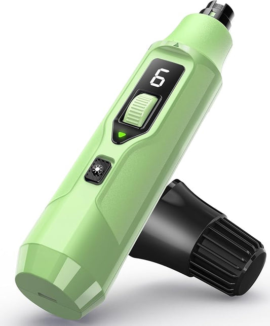 YABIFE 7-Speed Pet Nail Grinder with Light – Heavy Duty, Whisper Quiet Nail Trimmer for Dogs, Cats, Birds & Small Animals – Single-Handed Operation