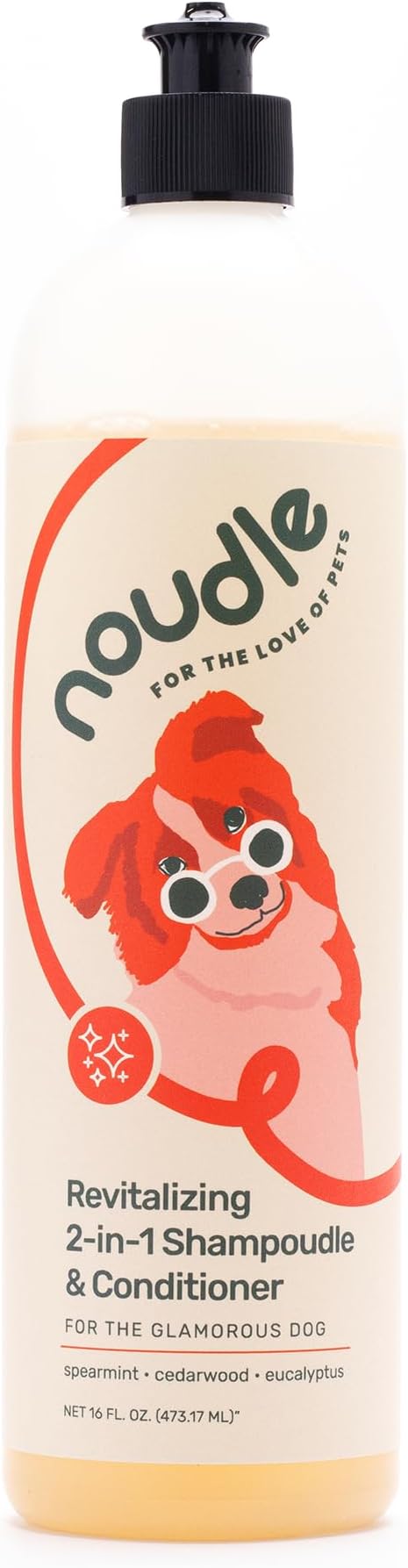 Pets - Revitalizing 2-1 Shampoudle, 16oz, Moisturizing and Gentle All Natural pet Shampoo with Spearmint, Cedarwood, Eucalyptus, and Oatmeal