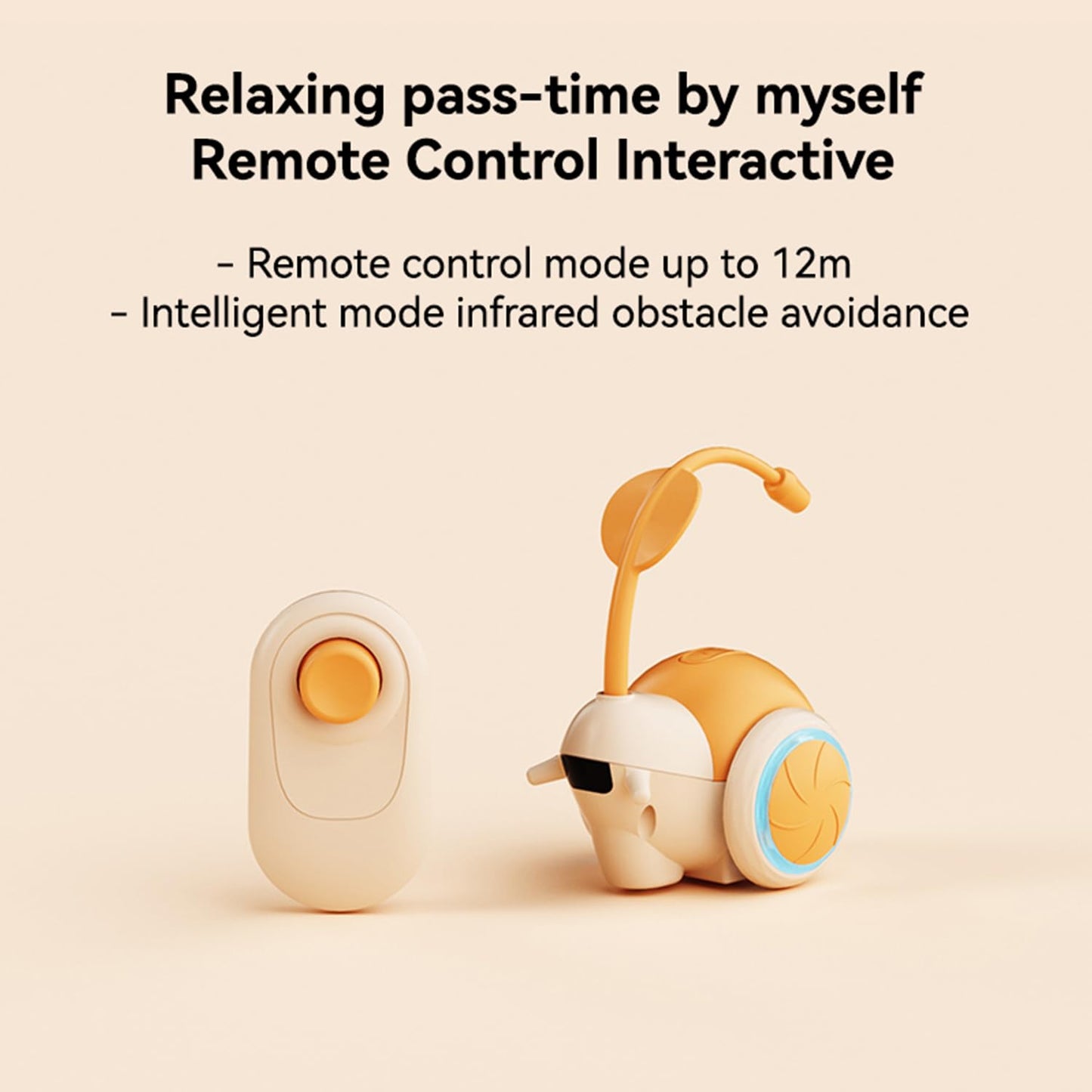 Interactive Cat Toy for Indoor Cats, Automatic Smart Obstacle Avoidance Interactive Cat Toys for Indoor Cat (Orange)