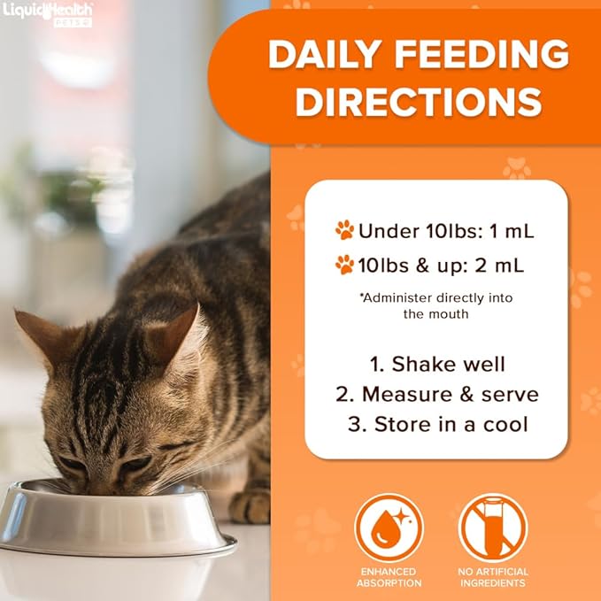 LIQUIDHEALTH Pets K9 Complete 8-in-1 Multivitamin for Dogs & Puppies & Joint Purr-Fection Hip & Joint Glucosamine Chondroitin Drops for Cats - USA Made Pet Supplements for Joint Health, Immune Support