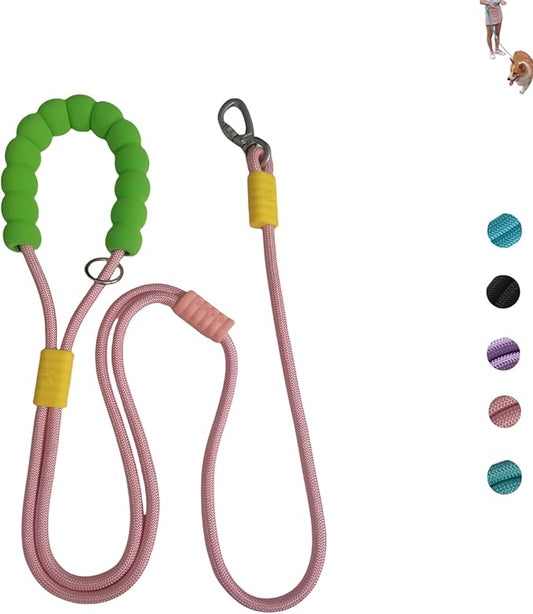 Hands Free Dog Leash,Adjustable Bungee Waist & Crossbody Leash with Comfortable Handle,Heavy Duty Nylon Rope for Small to Large Dogs,Safety Lock for Running,Hiking,Walking (Pink)