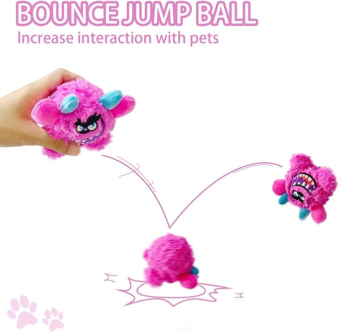 Squeaky Plush Dog Ball, Dental Care, Skin-Friendly and Soft and Relieve Stress, Little Monster Plush Ball Toy Suitable for All Breeds (Rose Red, Small)