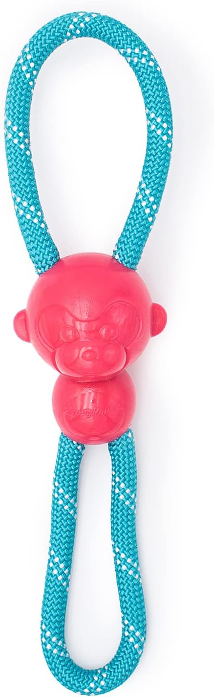 ZippyPaws - RopeTugz Pink Aggressive Chewers Dog Toy - Durable Rope, Squeaky Chew Toy, Perfect for Tug of War, Suitable for Small, Medium, and Large Breeds - Machine Washable
