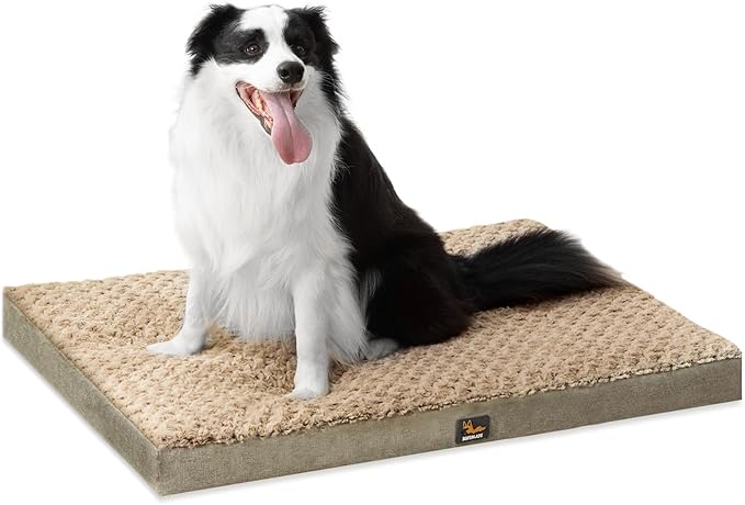 Large Dog Bed for Dogs up to 65 lbs with Orthopedic Foam Waterproof Cover Removable and Washable Cover Fluffy Dog Crate Bed with Non-Slip Bottom