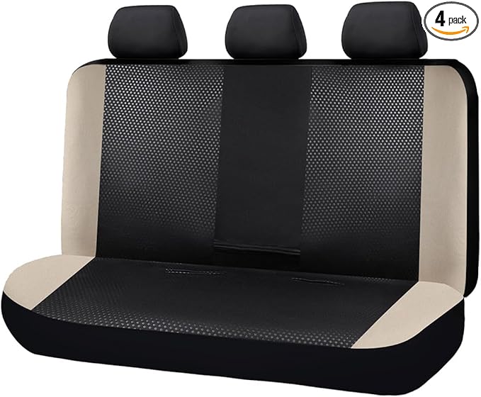 Flying Banner Neoprene Rear Bench car seat Covers car seat Protectors Split 40/60 60/40 (Beige & Black, Neoprene)