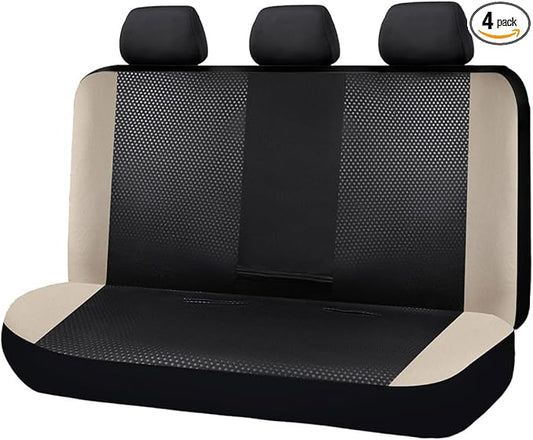 Flying Banner Neoprene Rear Bench car seat Covers car seat Protectors Split 40/60 60/40 (Beige & Black, Neoprene)