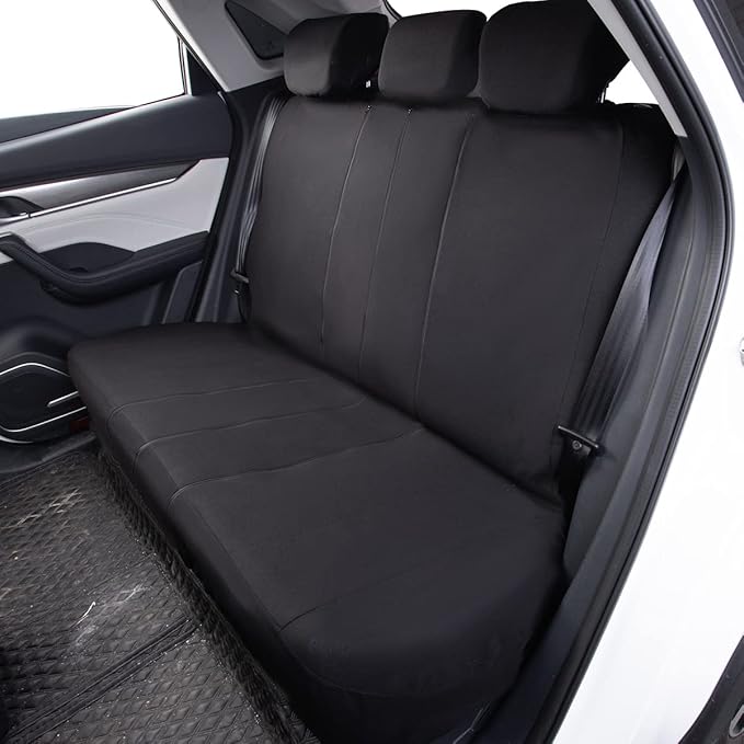 Flying Banner Rear Bench car seat Covers car seat Protectors Split 40/60 50/50 60/40 (Solid Black, Value)