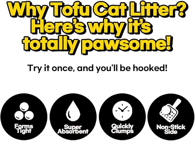 I'm Gonna Pee, DOOBIT Tofu Cat Litter 100% Natural,1.5mm Fine Cut,Toilet Flushable,Solubility in Water,Clumping,Ultra Absorbent, Really Dust-Free,Less Scattering,Safe for Environment (5.7lb x 4pack)