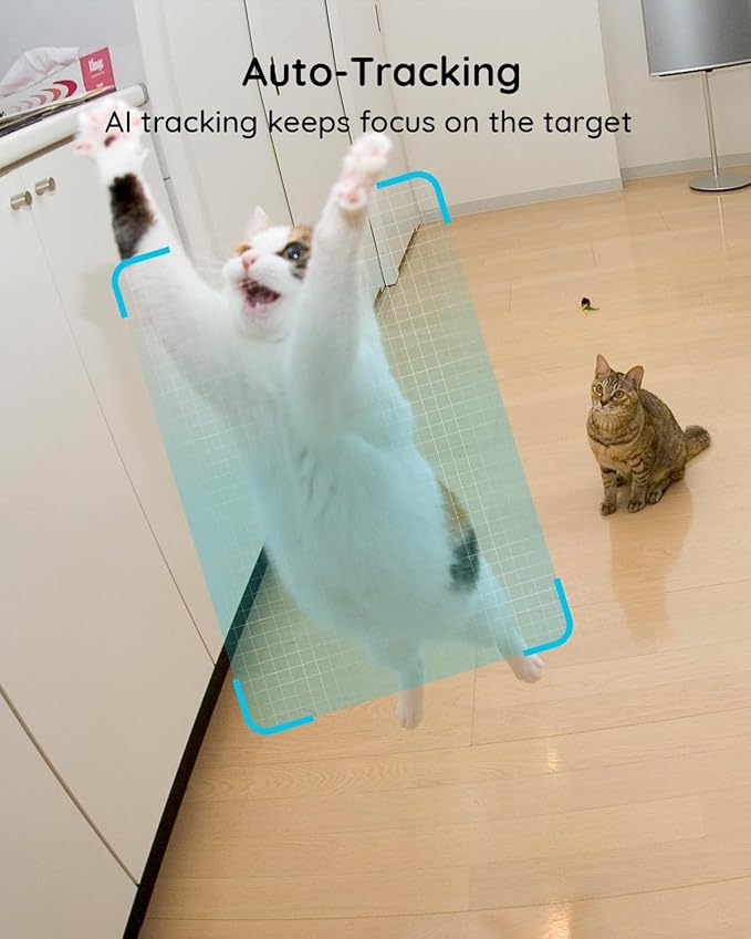 virtavo XD1 Indoor Security WiFi Camera, Wireless, Dual-Lens 360° PTZ Baby Monitor & Pet Cam, Motion Tracking, 2-Way Audio, Night Vision, Cloud/SD Storage, Phone App, Plug-in Power