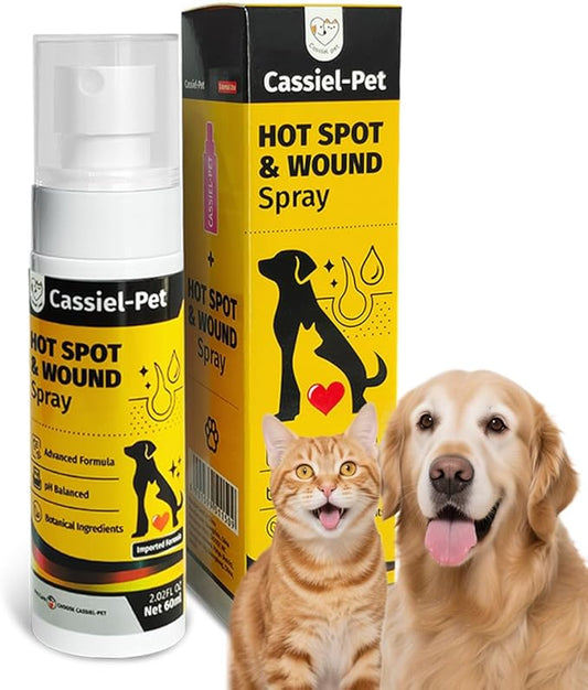 Hot Spot Spray for Dogs and Cats, Itch Relief Spray and Hot Spot Treatment for Irritated Dry Itchy Skin, Allergies, and Dermatitis for Dogs & Cats, 2.02oz