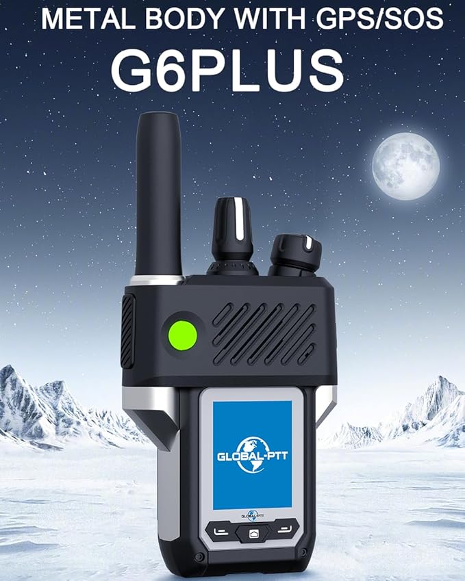 Global-PTT G6Plus 4G LTE Two-Way PoC Radios - 8800mAh Battery Nationwide Coverage Unlimited Communication Range - Metal Body Walkie Talkies (Classic Black)