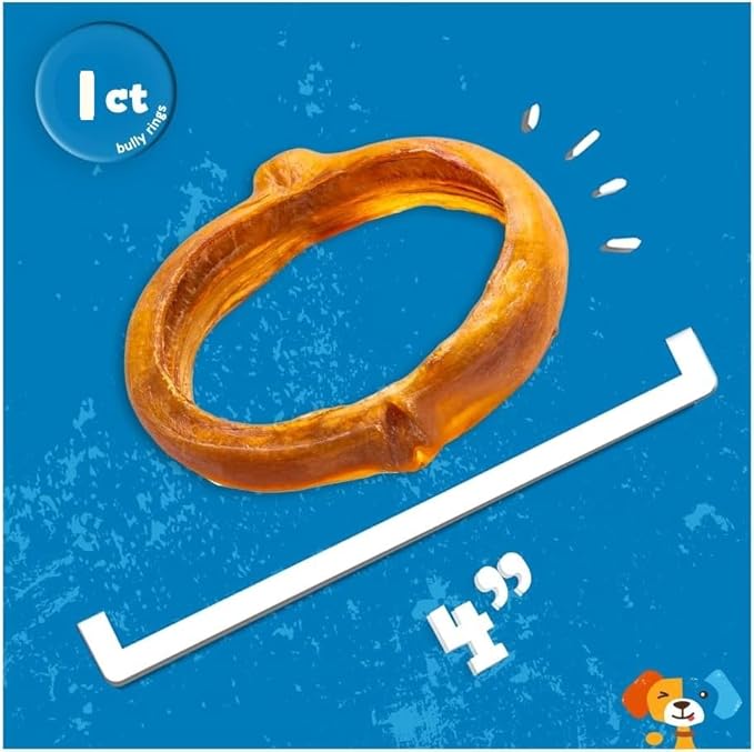 Jack&Pup Bully Rings for Dogs | 4" Bully Stick Rings for Dogs Single Ingredient Dog Treat, Rawhide Free Dog Chews (1 Ct)