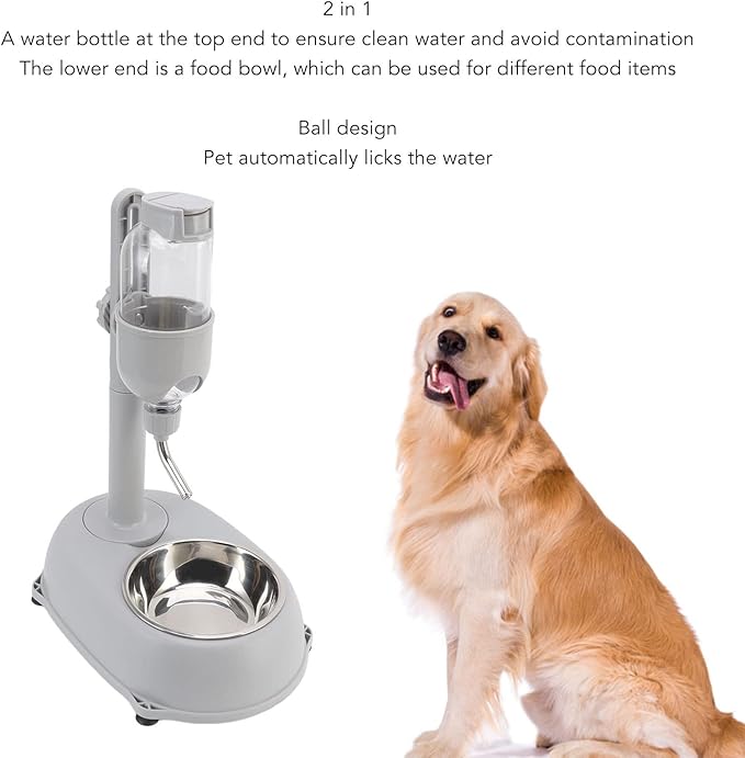 500ml Pet Standing Water Dispenser Bowl, Multifunctional Detachable Height Adjustable Pet Automatic Standing Water Feeder