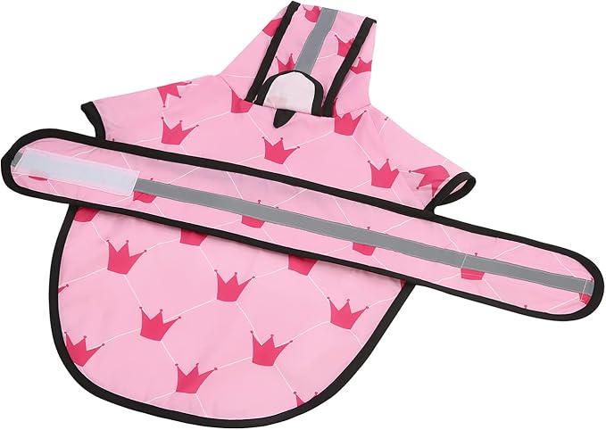 HDE Dog Raincoat Jacket Reflective Adjustable Hooded Pet Poncho Rain Coat with Leash Hole for Small to X-Large Dogs Princess - S