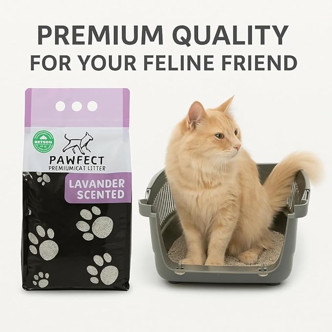 Lavender Scented Cat Litter – 37.8 lb / 20L, Fast Clumping, Natural Odor Absorption, Lightweight Formula, Made with Turkish White Bentonite