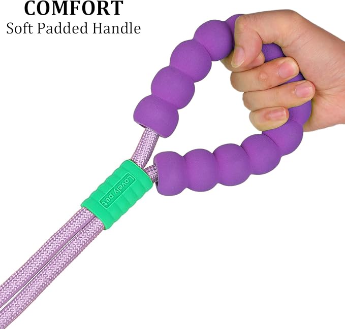 JSXD Dog Leash,5 FT Heavy Duty Dog Training Leash,Double Handle Comfortable Padded Hands Free Dog Leash,Adjustable Crossbody Waist Leash for Small Medium Large Dogs(Purple)