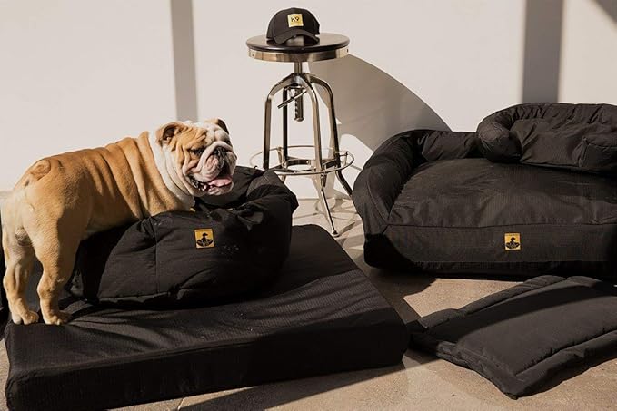 K9 Ballistics Tough Ripstop Orthopedic Rectangle Dog Bed Removable Washable Cover, Solid Orthopedic Foam for XX-Large Dogs 68"x40", Obsidian Black