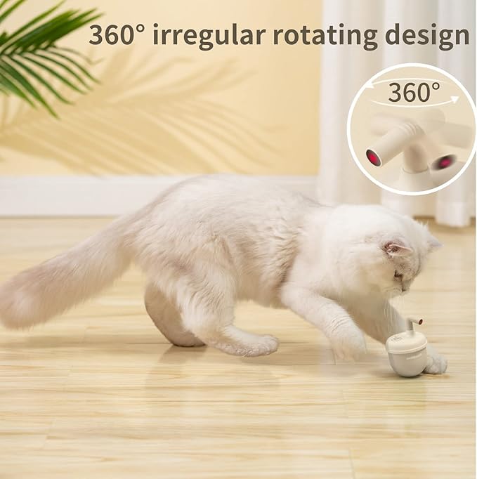 Cat Laser Toy,Cat Laser Toy Automatic Rechargeability,360° Rotation Out of Real Randomized Trajectory Motion,3 Modes Interactive Toy for Cats for Bored Indoor Adult Cat Kittens (Brown)