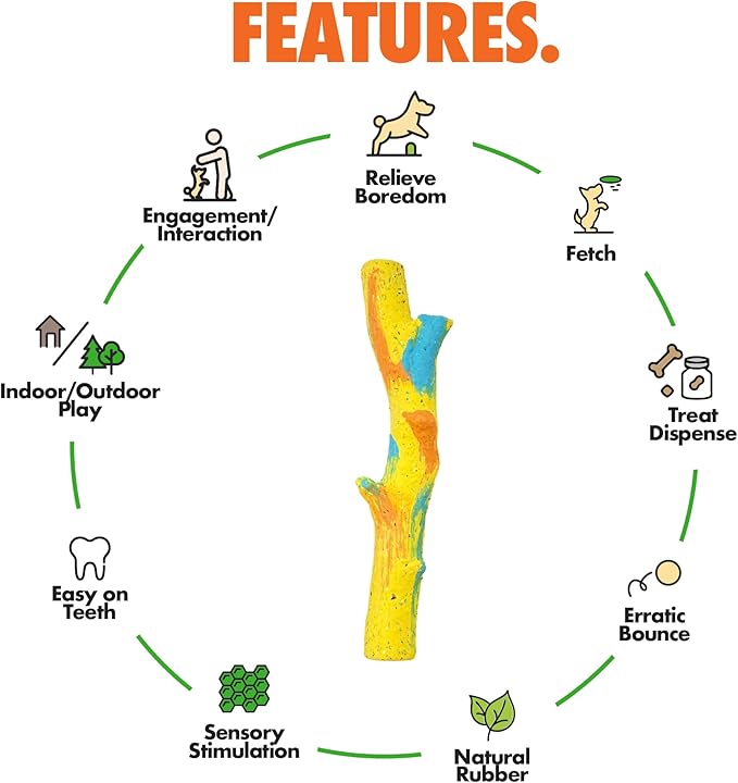 Max Fusion with Nike Grind, Dog Sticks, Arlee Twiggy Dog Toy, Chew Toy for Play, Fetch, Tug, XL