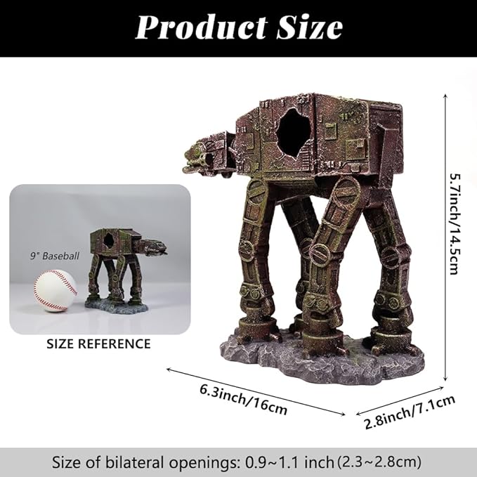 Fish Tank Decorations at-at of Star Wars Aquarium Decorations Betta Fish Tank Accessories for Sleep Rest Hide and Play (S)