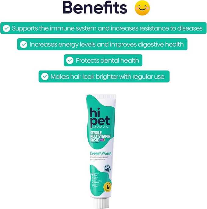 Hi Pet Multivitamin Cat Malt, Cat Treats Lickable, Supports Immune System, Metabolism, Dental Health, Weight Control, Iron for Cats, 2.65 Oz (Pack of 6)