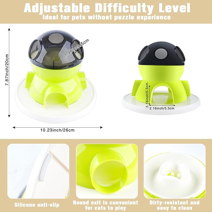 HOSUKKO Interactive Cat Puzzle Feeder,3 in 1 Intelligence Brain Stimulation Game Cat Treat Puzzle Toy and Slow Feeder Enrichment Toys for Indoor Cats Dogs (Green)