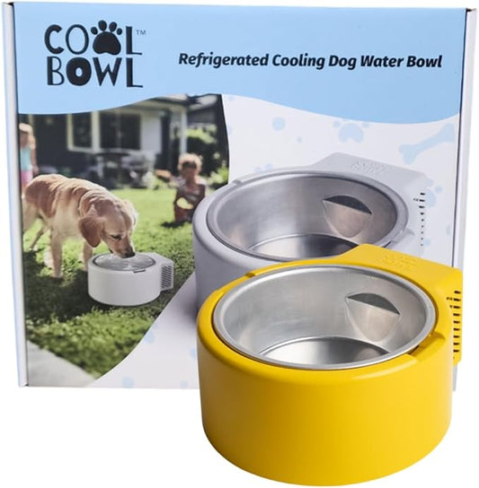 1.2L Cooling Dog Water Bowl – Plug-in Refrigerated Pet Bowl for Large, Medium, Small Dogs – Non-Slip Base, Dishwasher Safe, Keeps Water Cold for Summer Hydration (Yellow)