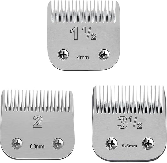 Professional Detachable Replacement Ceramic Blades set,compatible with oster Classic 76/Star-Teq/Power-Teq andi A*dis AGC,BDC,BGC,MBG Series Clippers (2#+1-1/2+3-1/2(3 pcs))