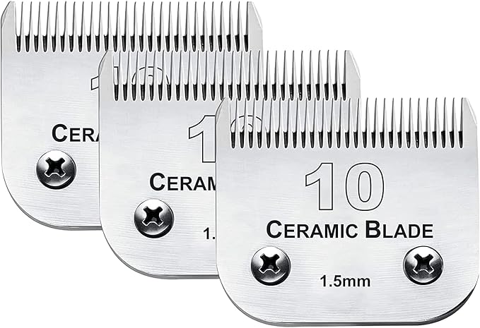 3 Pack 10 Blade Dog Grooming Blades Compatible with Andis Clippers/Oster A5/Wahl KM,Detachable Stainless Steel Blade,Size-10, 1/16-Inch Cut Length