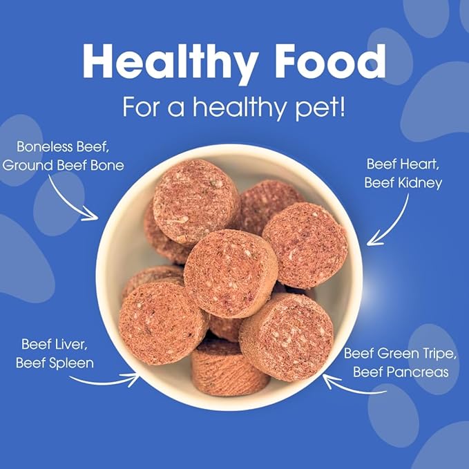 Freeze-Dried Raw Cat Food - Beef Formula, High Protein, Grain-Free, Whole Ingredients, No Additives, Meal Mixer or Topper - Supports Healthy Digestion, Coat, and Joints