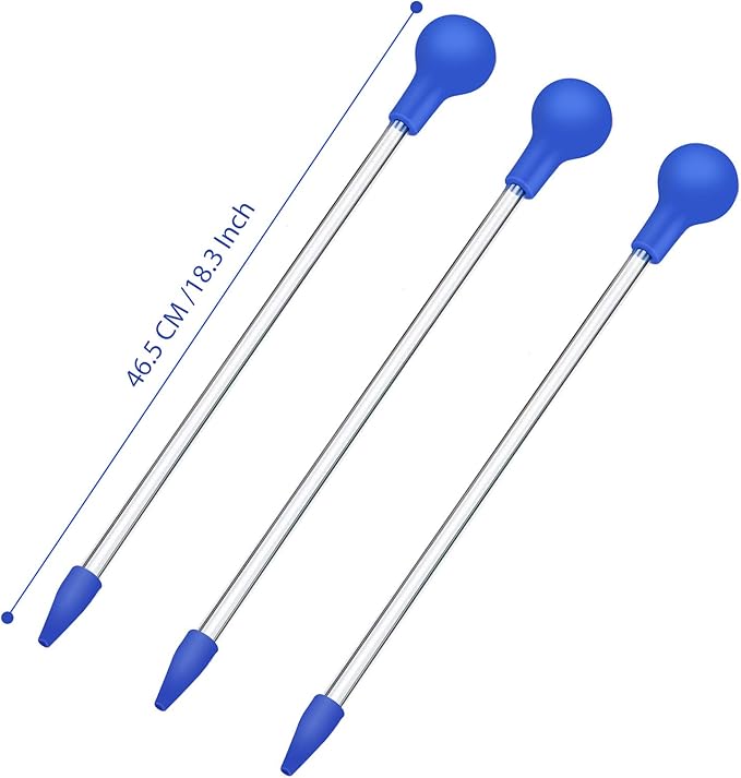 Aquarium Choice Coral Feeder Long Syringe Tube Liquid Fertilizer Feeder SPS HPS Marine Reef Coral Feeder Tool Fish Excreta Cleaner (3 Units 46.5CM/18.3 Inch)