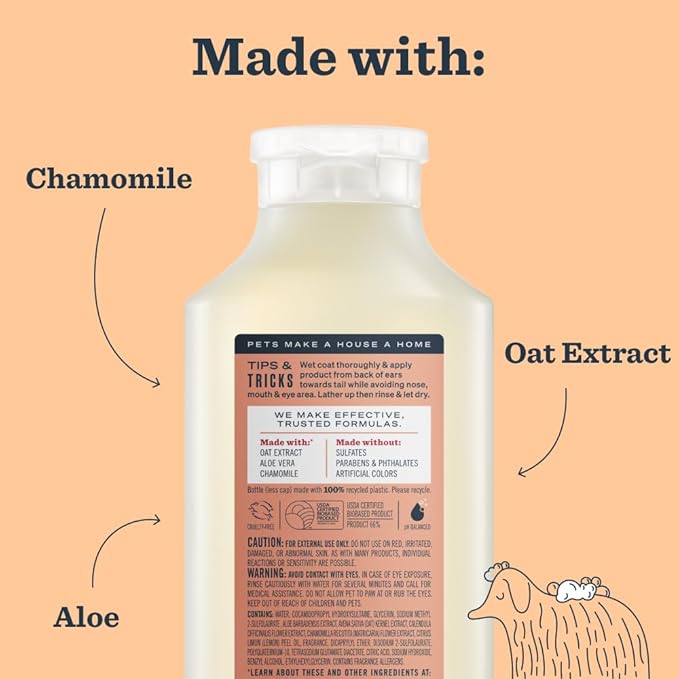 MRS. MEYER'S Clean Day 3 in 1 Dog Shampoo, White Peach Scent, 14oz